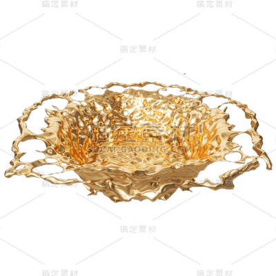 C4D-3D立体液体鎏金装饰元素贴纸9