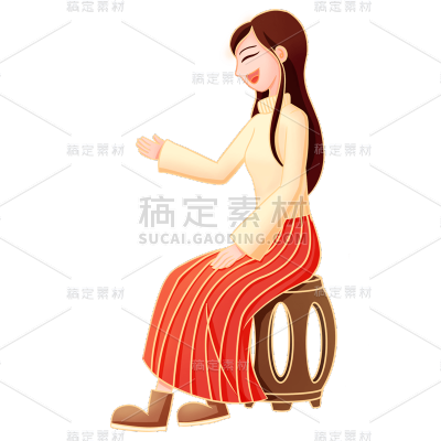 卡通感教育行业女人元素贴纸