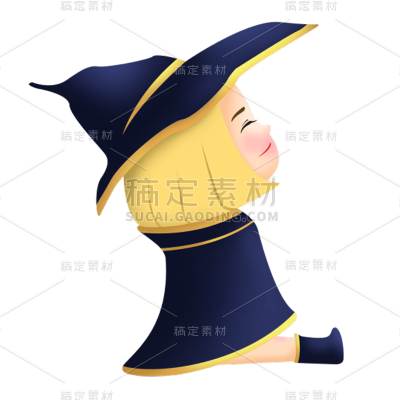 扁平风万圣节魔女贴纸