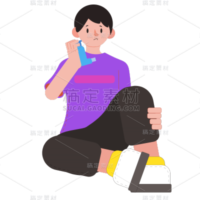 扁平风世界哮喘日人物插画-SVG4