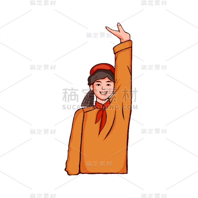 卡通感劳动节女生元素贴纸