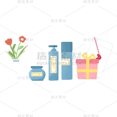 卡通感母亲节化妆品元素贴纸