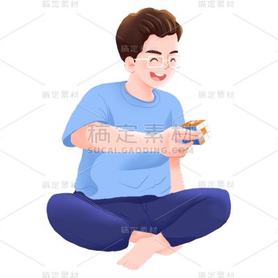 卡通感父亲节男人元素贴纸