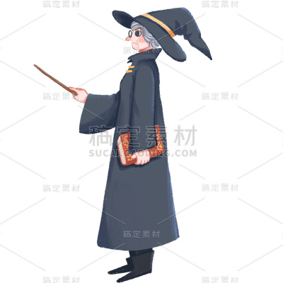 手绘-卡通魔法元素人物插画贴纸5