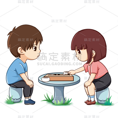 卡通感教师节下棋元素贴纸