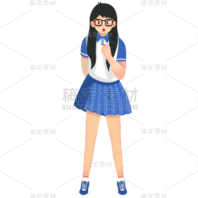卡通感高考女生元素贴纸