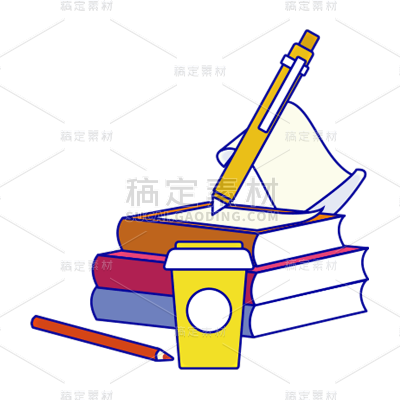 卡通感教育行业书本元素贴纸