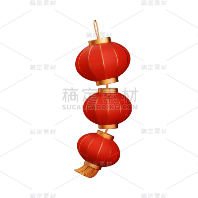 卡通感春节灯笼元素贴纸