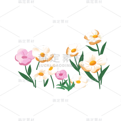 卡通感春天花元素贴纸