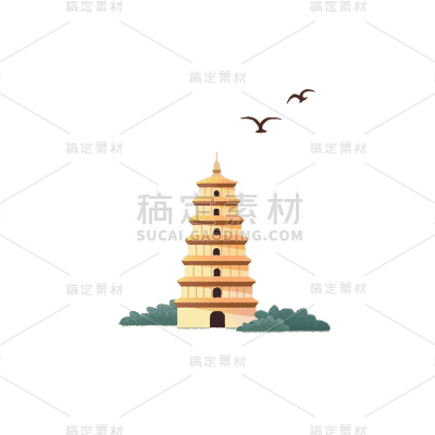 卡通感母亲节塔元素贴纸