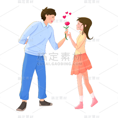 卡通感情人节情侣元素贴纸