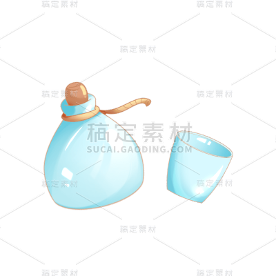 卡通感二十四节气酒杯元素贴纸