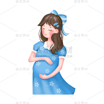 卡通感母亲节孕妇元素贴纸