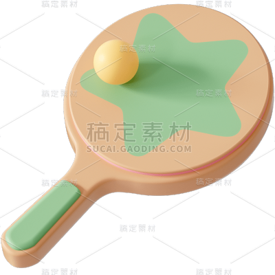 C4D-抓周物品贴纸-兵乓球拍