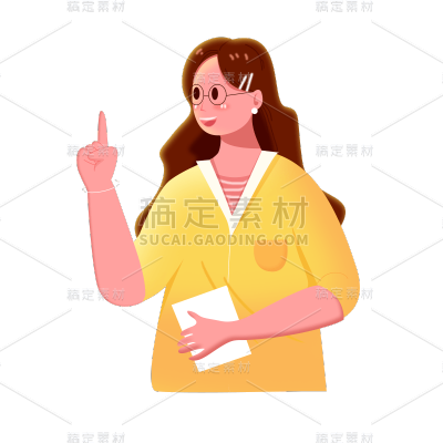 卡通感教育培训女人元素贴纸