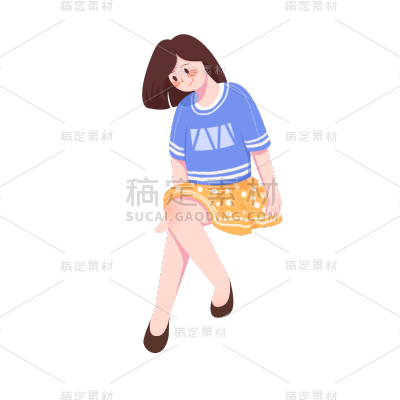 卡通感女人元素贴纸