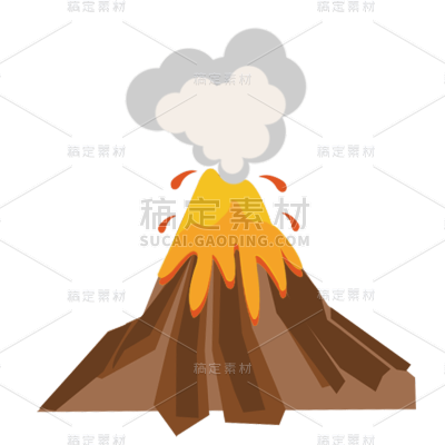 卡通感自然元素火山贴纸
