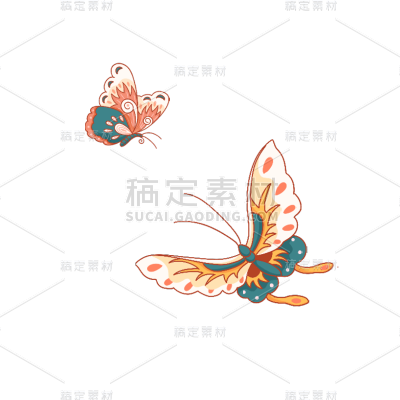 手绘描边-蝴蝶元素贴纸