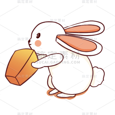 卡通感中秋节兔子元素贴纸