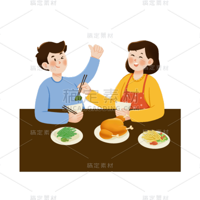 卡通感母亲节母子元素贴纸