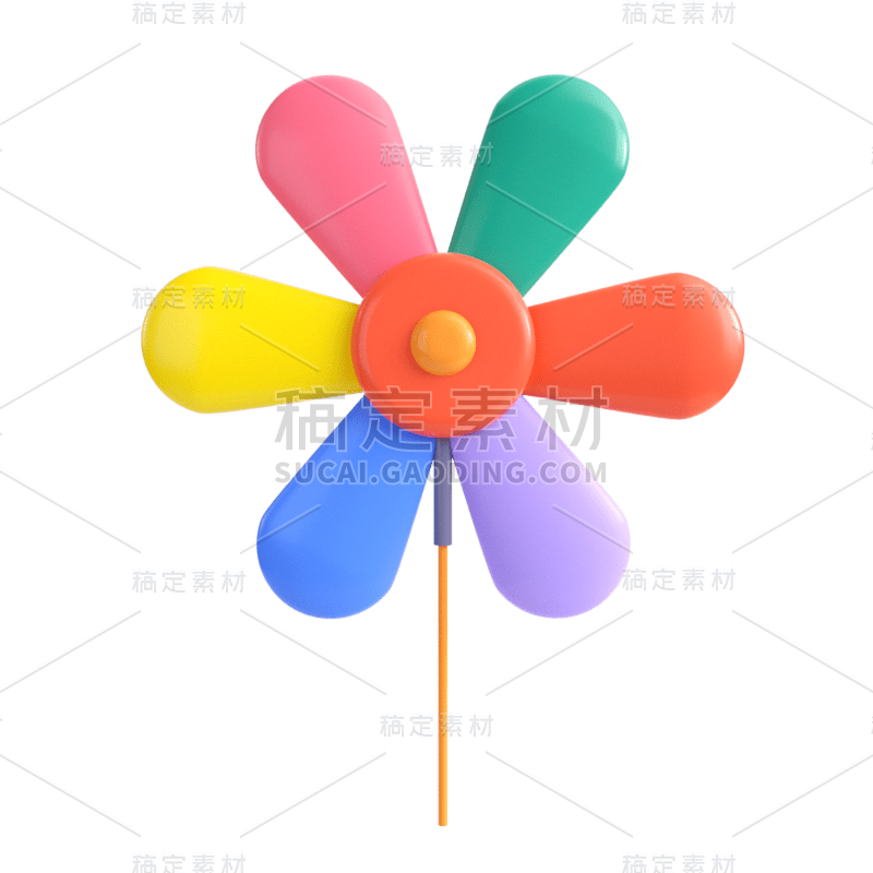 C4D-儿童玩具贴纸-风车