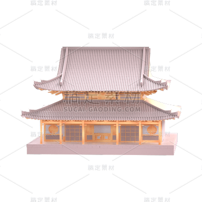 3D中秋节房子元素贴纸