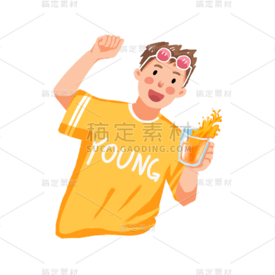卡通感青年节男生元素贴纸