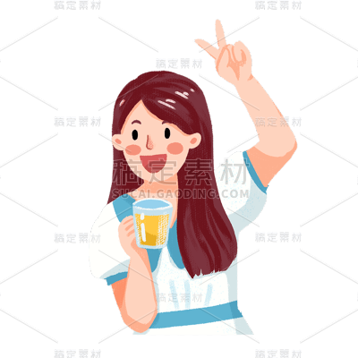 卡通感青年节女生元素贴纸