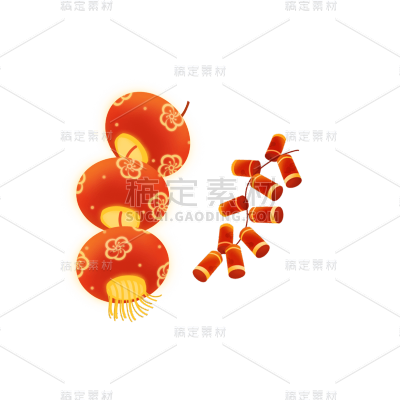 卡通感春节灯笼元素贴纸