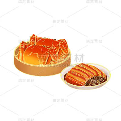 中国风重阳节螃蟹元素贴纸