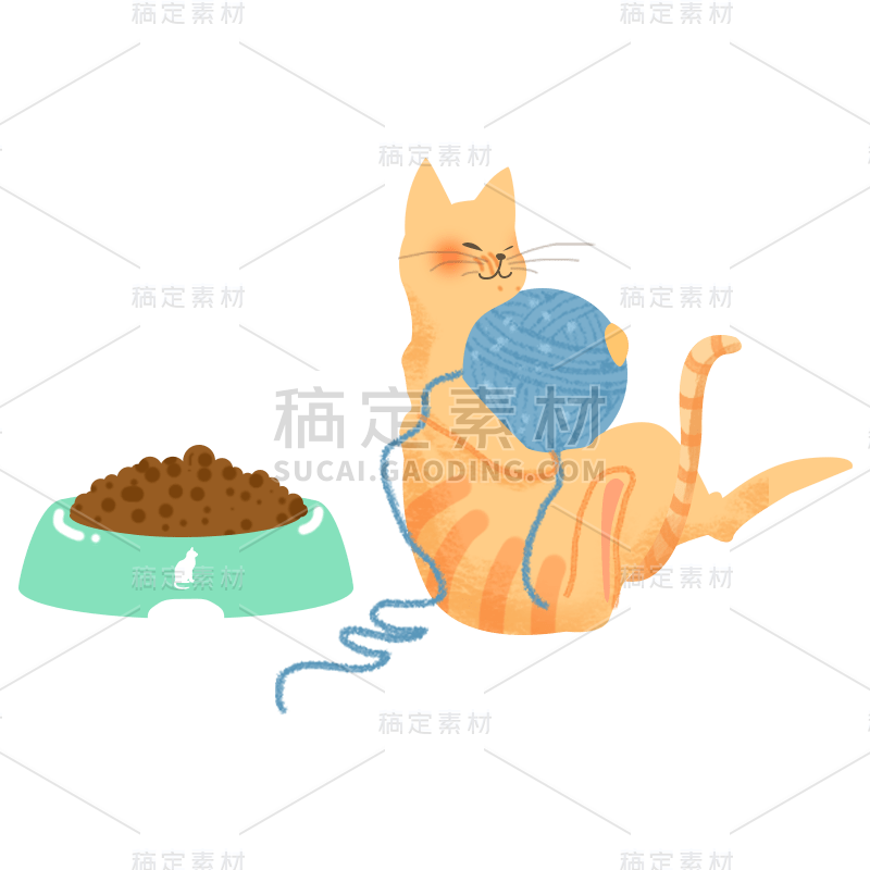 可爱清新猫咪插画元素贴纸