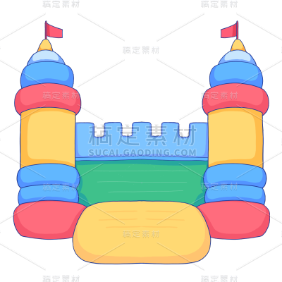 卡通感儿童节充气城堡元素贴纸