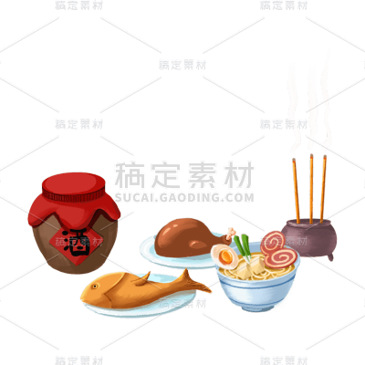 中国风贡品元素贴纸