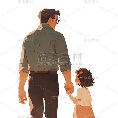 父亲节通用插画人物元素