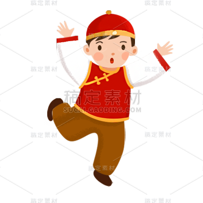 卡通感春节男孩元素贴纸