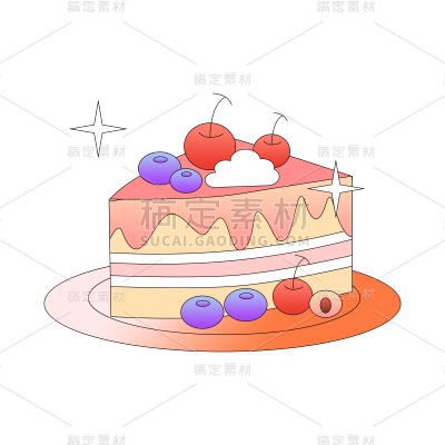 可爱清新蛋糕插画元素贴纸