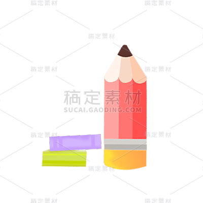 卡通感教育铅笔行业元素贴纸