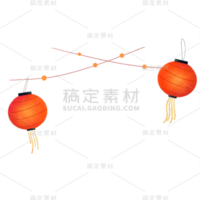 卡通感春节灯笼元素贴纸