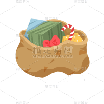 卡通感圣诞节平安夜麻袋元素贴纸
