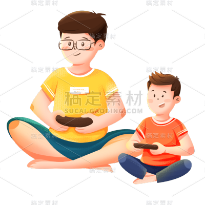 卡通感父亲节父子元素贴纸