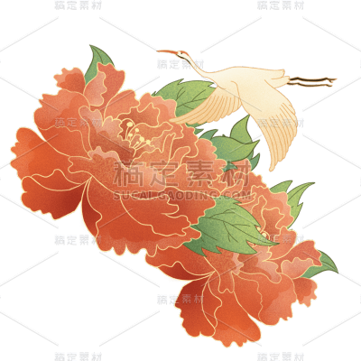 中国风中秋节鲜花元素贴纸