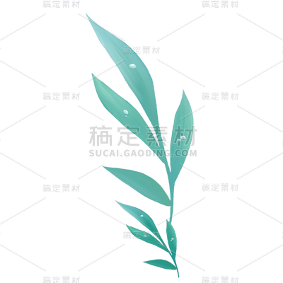 清新树叶元素贴纸