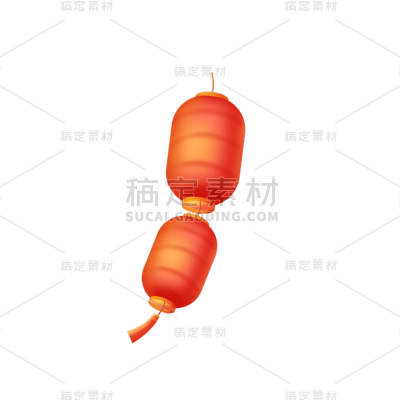 卡通感春节灯笼元素贴纸