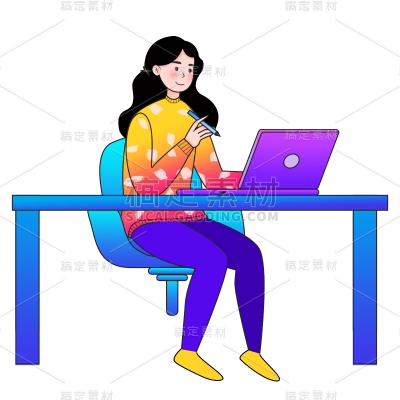 卡通感青年节女人元素贴纸