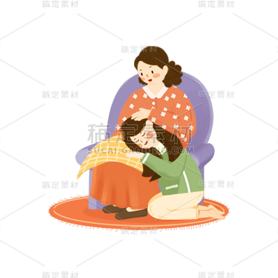 卡通感母亲节母女元素贴纸