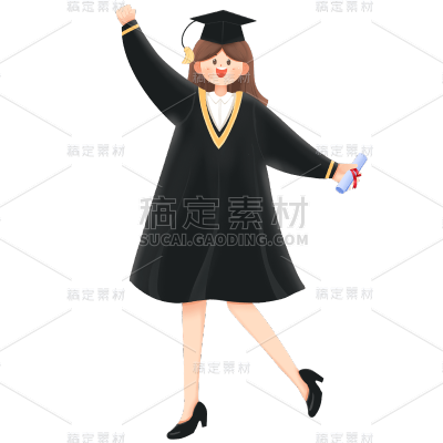 卡通感高考女生元素贴纸