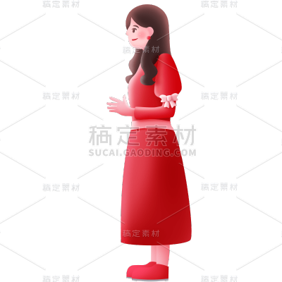 卡通感情人节女生元素贴纸 