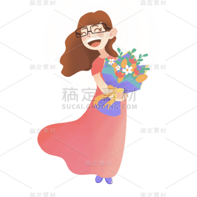 卡通感教师节女性元素贴纸