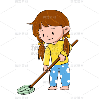 卡通感劳动节女孩元素贴纸