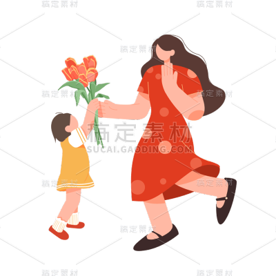 卡通感母亲节母女元素贴纸